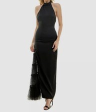 Taylor Women's Black Lace-Trim Halter Gown Dress Size 4