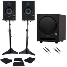 Pair Eris 3.5BT 2nd Gen 3.5" Studio Monitors w/Bluetooth Stands 8" Subwoofer