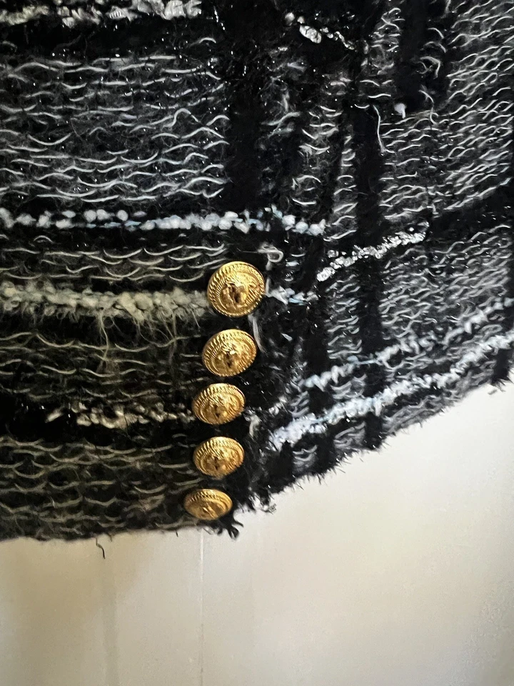 AUTHENTIC BALMAIN TWEED BLAZER JACKET SZ 34 US 2 - Image 4 of 4