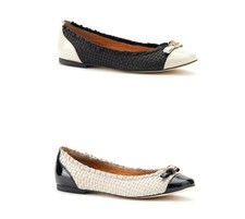 Cafè noir DA120 Chaussures Femmes Ballerines en Cuir Tressé En Blanc Ou Noir