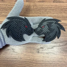 Wolf Badges Emblem Red Eye MATTE PREMIUM   (2) BADGES, Fender Angry Agressive