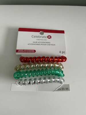 Michael's Celebrate It Holiday 4-Piece Coil Hair Tie Set, NWT