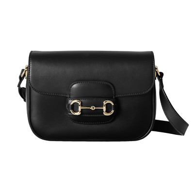 GUCCI Horsebit 1955 Soft Small $3500 Black Leather Shoulder Bag New/Authentic