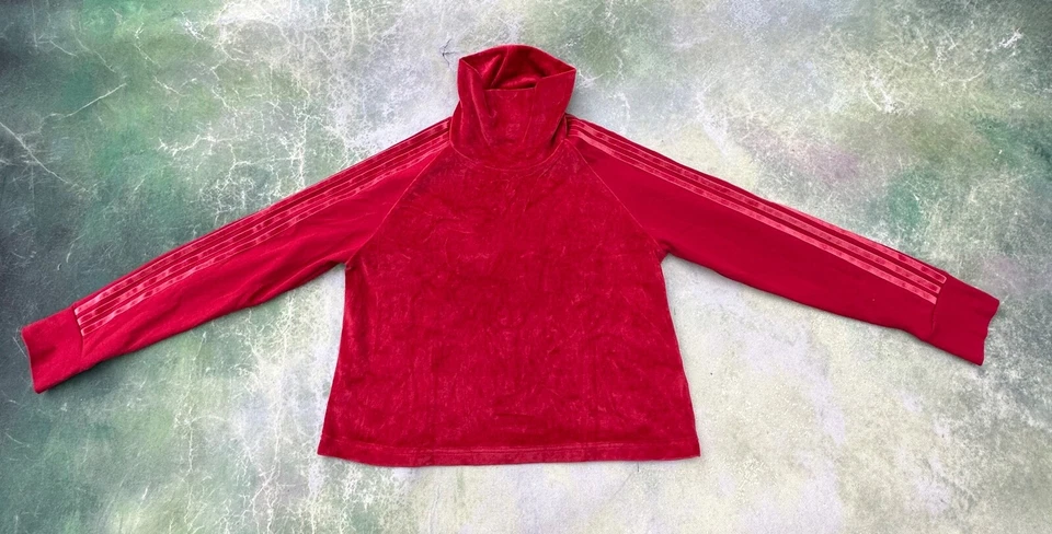 Traje de chándal vintage Adidas de terciopelo borgoña para mujer talla M. Foto 2 de 4