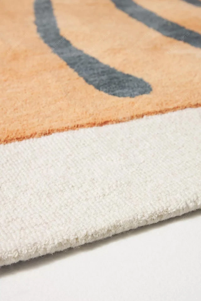 Area Rugs 8 x 10 Feet Ivory & Orange Animal Print Hand Tufted Wool Carpet - Image 4 of 4