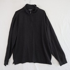 Van Heusen Sweater Mens XL Flex 1/4 Zip Pullover Knit Mock Neck Gray Long Sleeve