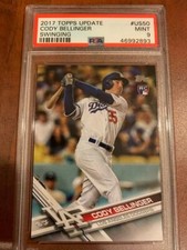 CODY BELLINGER DODGERS WORLD SERIES CHAMPS 2017 TOPPS UPDATE ROOKIE CARD PSA 9