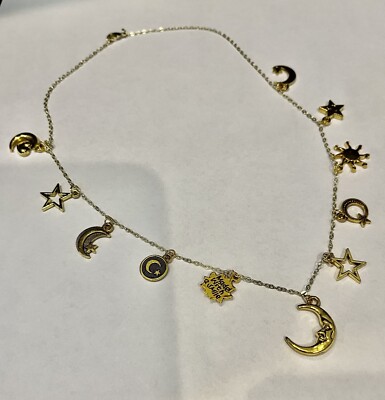 Beautiful Women's Gold Metal Chain Necklace Celestial Charm Necklace