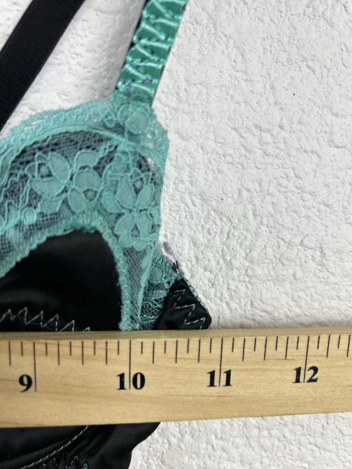 Corsé vintage Hot Topic Y2K hilos morbosos negro verde azulado brocado talla 32A gótico Foto 4 de 4