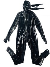 latex full cover catsuit toes removable blinder 15cm nose tube mouth sheath 0.4
