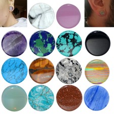 1 Pair Organic Stone Double Flared Ear Flesh Tunnels Plug Stretchers Expanders