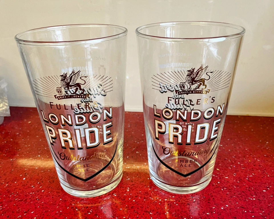 2x Fuller's London Pride Premium Ale Pint Glasses M23 Brand New Free Postage - Image 4 of 4