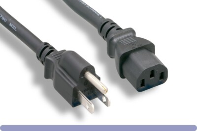 Computer Monitor TV Replacement Power Cord - Black - 6 ft