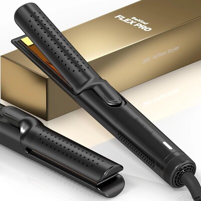 2-IN-1 360° Hair Styler Flat Iron Hair Straightener Curler 30 Pc Set,BeKind Flex