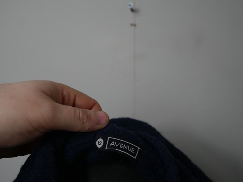 First Avenue Classic Navy Blue Collared Open Front Knit Cardigan Medium (B2128) - Picture 5 of 5