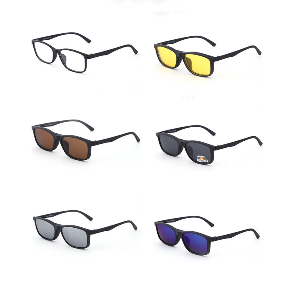 Gafas de sol polarizadas con clip magnético 5 en 1 montura cuadrada - Imagen 3 de 4