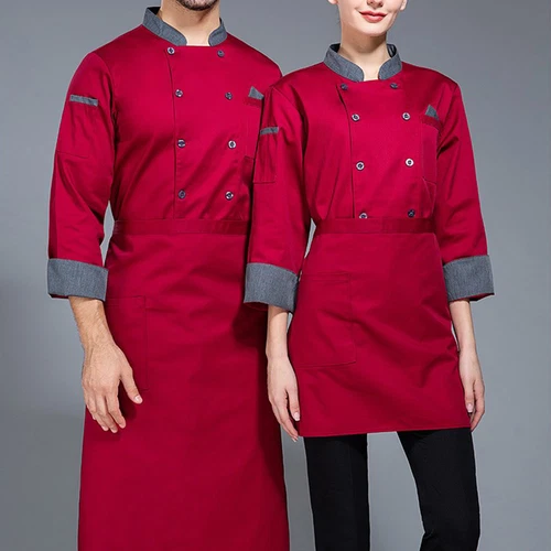 Unisex Long Sleeve Chef Coat Jacket Men Women Kitchen Workwear Cooking Uniform - Picture 13 of 33