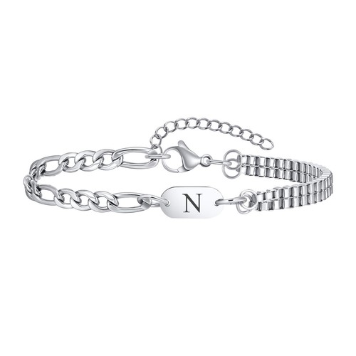 A-Z Initial Bracelets for Men Women, Never Fade Figaro Chain,Box Link Bracelets - Picture 23 of 23