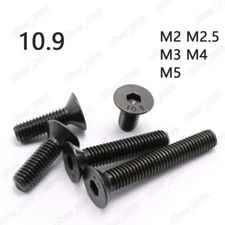 M2/M2.5/M3/M4/M5/M6/M8 Black 10.9 Steel Hex Socket Countersunk Flat Head Screws