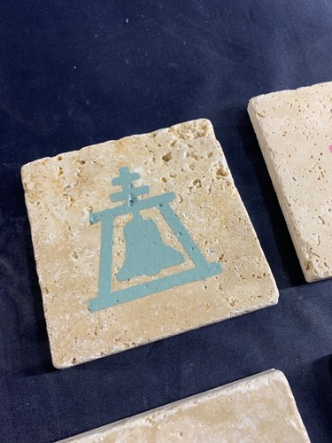 TRAVERTINE RAINCROSS COASTERS CALIFORNIA RIVERSIDE RAIN CROSS SYMBOL - Picture 5 of 9