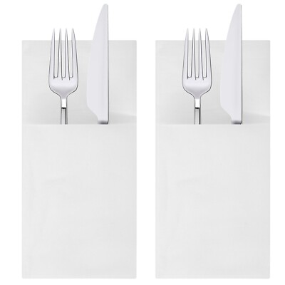 50x Einweg Party Servietten weiß Serviette Besteck Tasche Tischserviette 16x16''