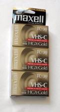 Maxell VHS-C TC-30 HGX-Gold Camcorder Videocassette 3pk 