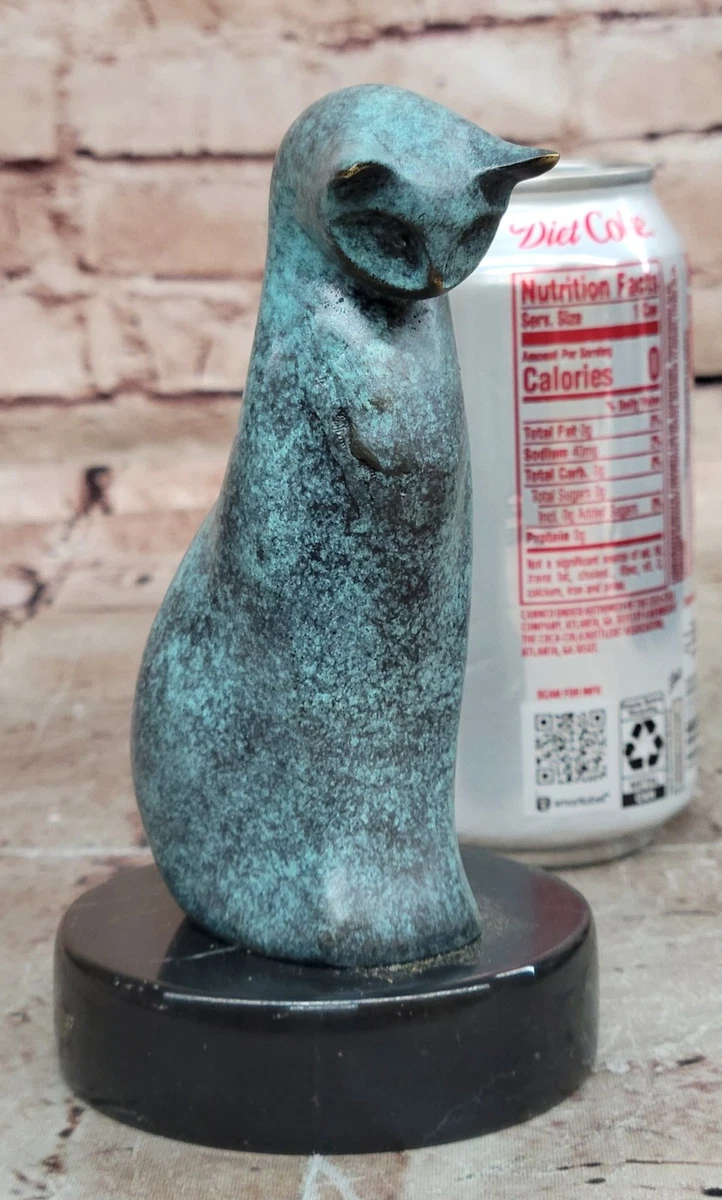 Bronze Cat Statue Sculpture Home Decor Mid Century Vintage Artwork Figure Decor