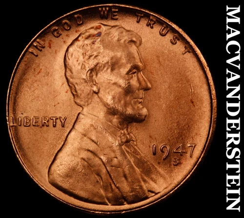 1947-S Lincoln Wheat Cent- Choice Gem Brilliant Uncirculated Luster #J3849