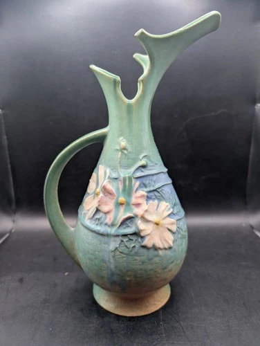 🔥 1940's ROSEVILLE APPLE BLOSSOM VINTAGE ART POTTERY CERAMIC EWER 955-10 SIGNED
