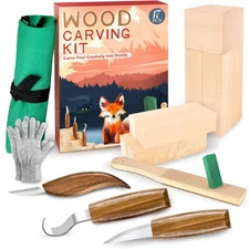 Wood Carving Kit, Whittling Kit for Beginners 17PCS Wood Carving Tools with 3...