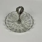 Vintage Anchor Hocking Fairfield Divided Relish Dish Silver Plated Handle 8.5”