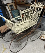 Victorian Baby Carriage Vintage Antique White