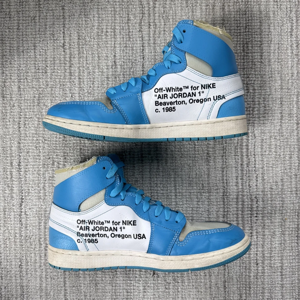 Size 9.5 - Nike Jordan 1 Retro OG x Off-White High UNC With Box, Laces, and Tag - Image 2 of 4