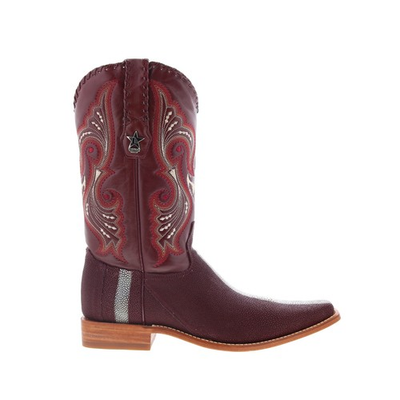 #ad Los Altos Square Toe Stingray Mens Burgundy Wide Cowboy Western Boots $135.99
