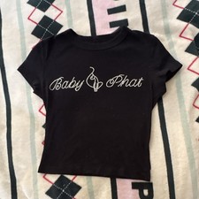 Baby Phat Black Logo Cropped Baby Tee Short S...