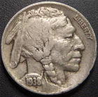 1938-D Buffalo Nickel - More Than Half the Horn Shows