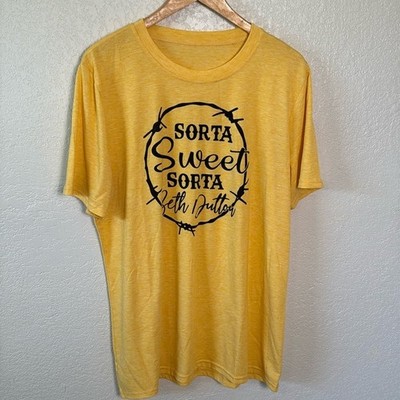 Sorta Sweet Sorta Beth Dutton Yellowstone T-Shirt Yellow & Black Short Sleeve