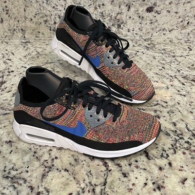 Nike Air Max 90 Ultra 2.0 Flyknit Multi-Color Blue Swoosh 881109-001 Womens 7