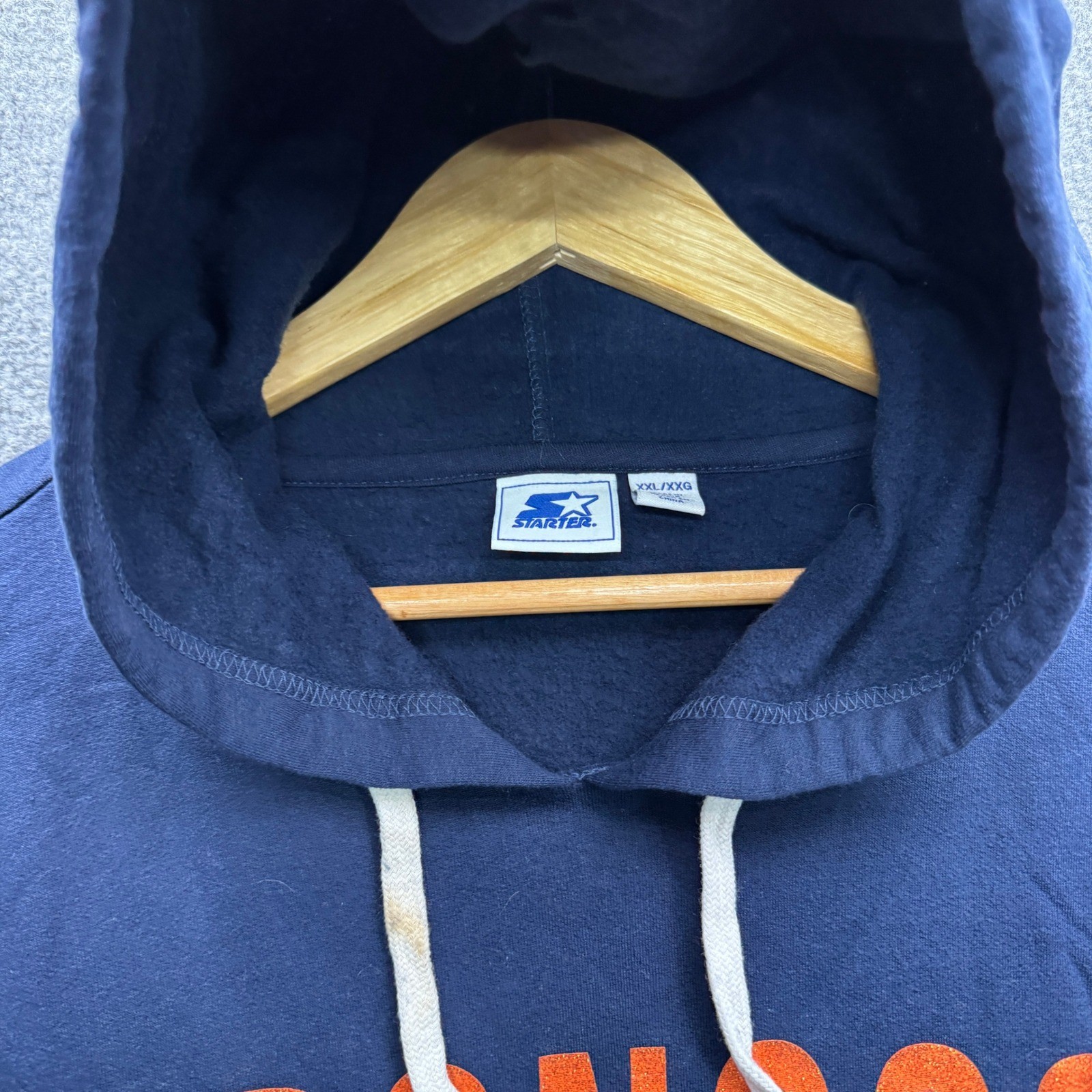 Starter Denver Broncos Hoodie Men's XXL Navy Blue Pullover Sweatshirt image 4