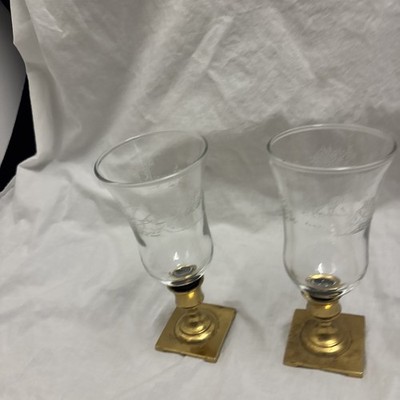 Etched Horse-Drawn Sleigh Ride Winter, Cander Holder, PAIR, Z27