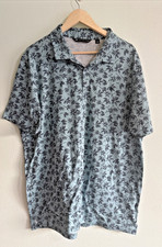 Travis Mathew Polo Shirt Mens 2XL Blue Floral Tropical Golf Stretch Performance