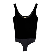 L AGENCE Joelle Velvet Bodysuit Tank XS Black Slim Stretch Layering EUC B66