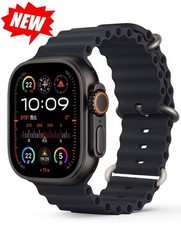 Ocean Band For Apple Watch 42mm 44mm 45mm 46mm 49mm Black Silicone Wristband US