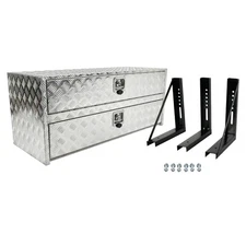 48"X18"X20" Underbody Truck Tool Box w/ Drop Door+Drawer & 3pc 18"X18" Brackets