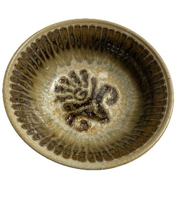 Studio Art Pottery Bowl Dish Blue Brown Earth Tones Signed