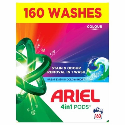 Ariel 4 in 1 Colour Wash Pods Laundry Detergent Power Washing Pack 160  Capsules