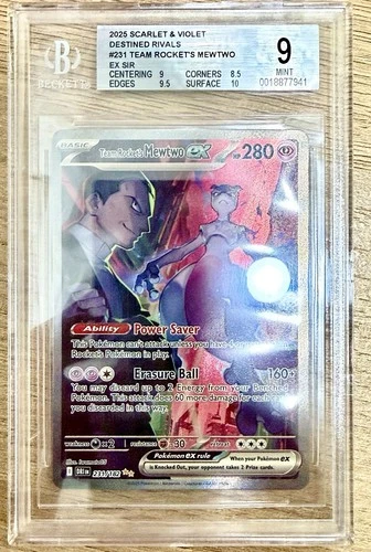 Pokemon Team Rocket's Mewtwo EX Destined Rivals SIR 231/182 BGS 9 (PSA)