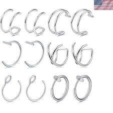 Fake Nose Ring Set - Silver