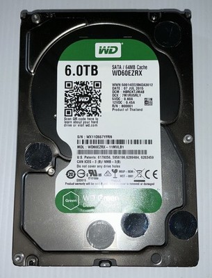 Western Digital Green WD60EZRX  6 TB Internal 7200RPM 3.5'' HDD