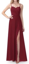 AZAZIE Tegan Burgundy Bridesmaids Dress Maxi V Neck Straps Size 10